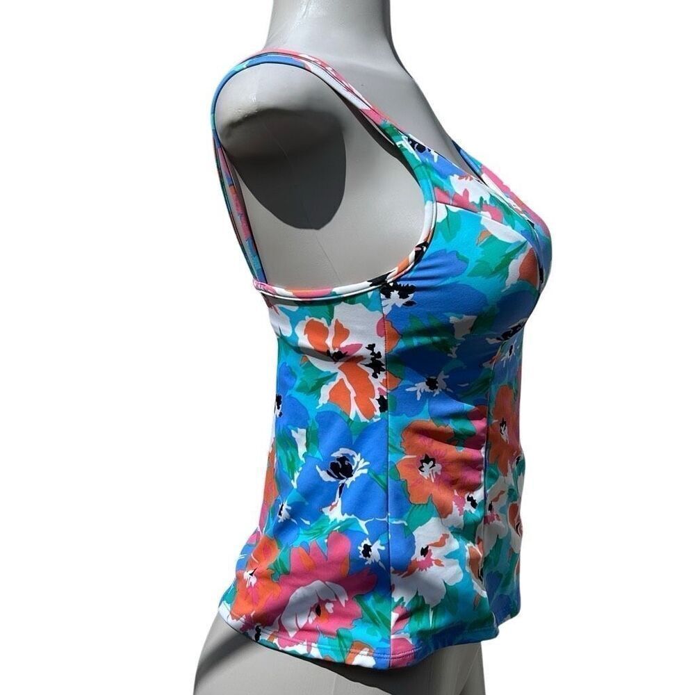 Vtg Miraclesuit Swim Tankini Top Size 8 Multicolor Pastel Floral Double Strap - Picture 4 of 15